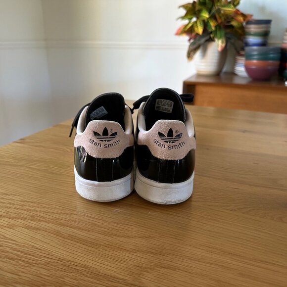 adidas Stan Smith 'Black Pink Glam' FW2299 Womens 8.5 US Patent Leather Sneakers - Picture 4 of 8